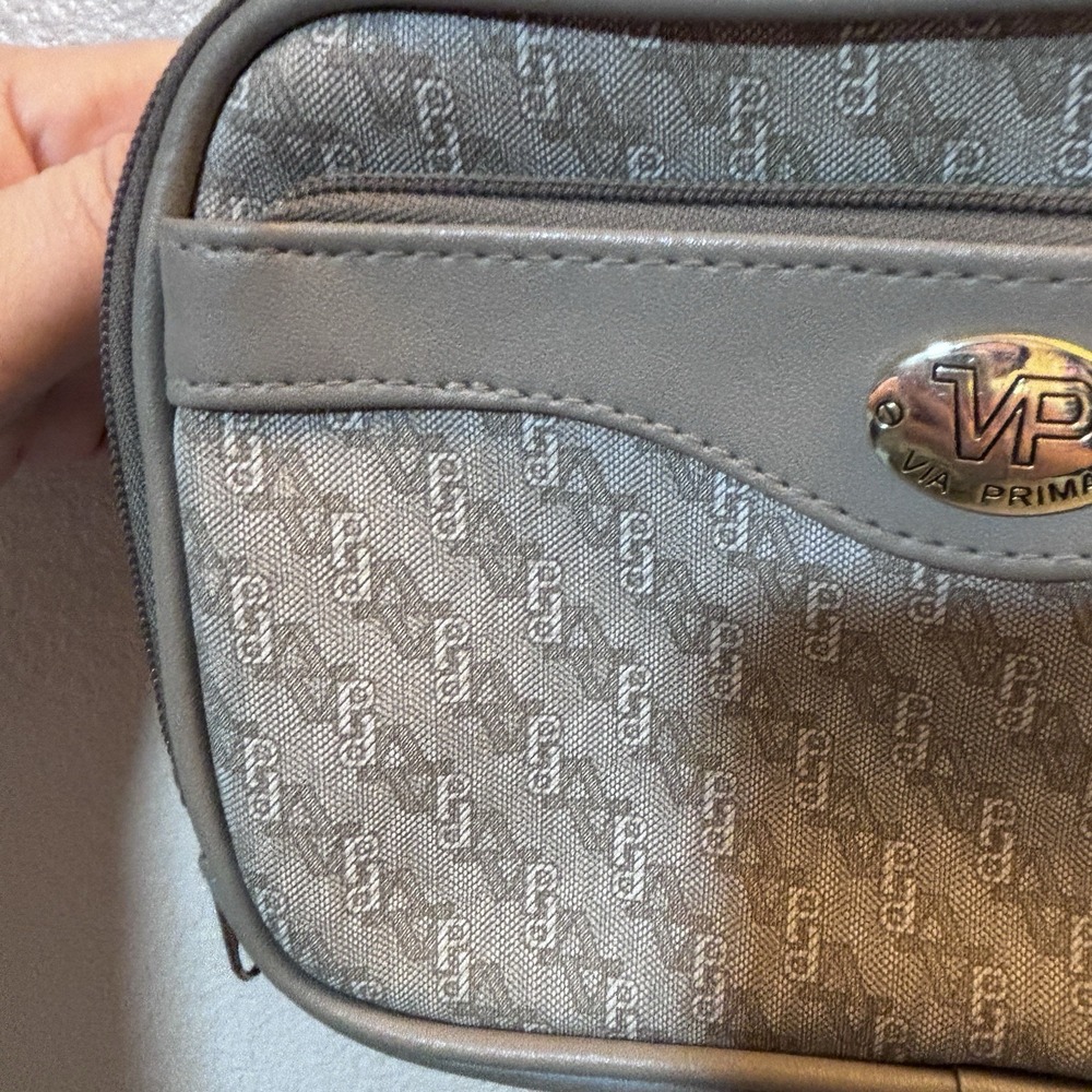 Vintage Via Prima Tan Crossbody Purse Handbag Bag Leather Zipper Pockets Clean - Picture 5 of 13